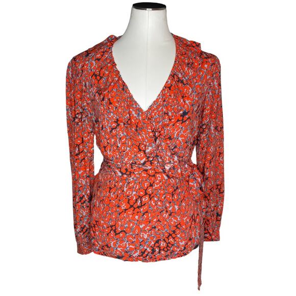 Maje Lito Leopard Print Wrap Top size 2 - Picture 2 of 13